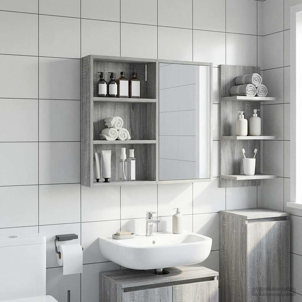 Fürdőszobai faliszekrény Szürke Sonoma 40 x 10 x 60,5 cm