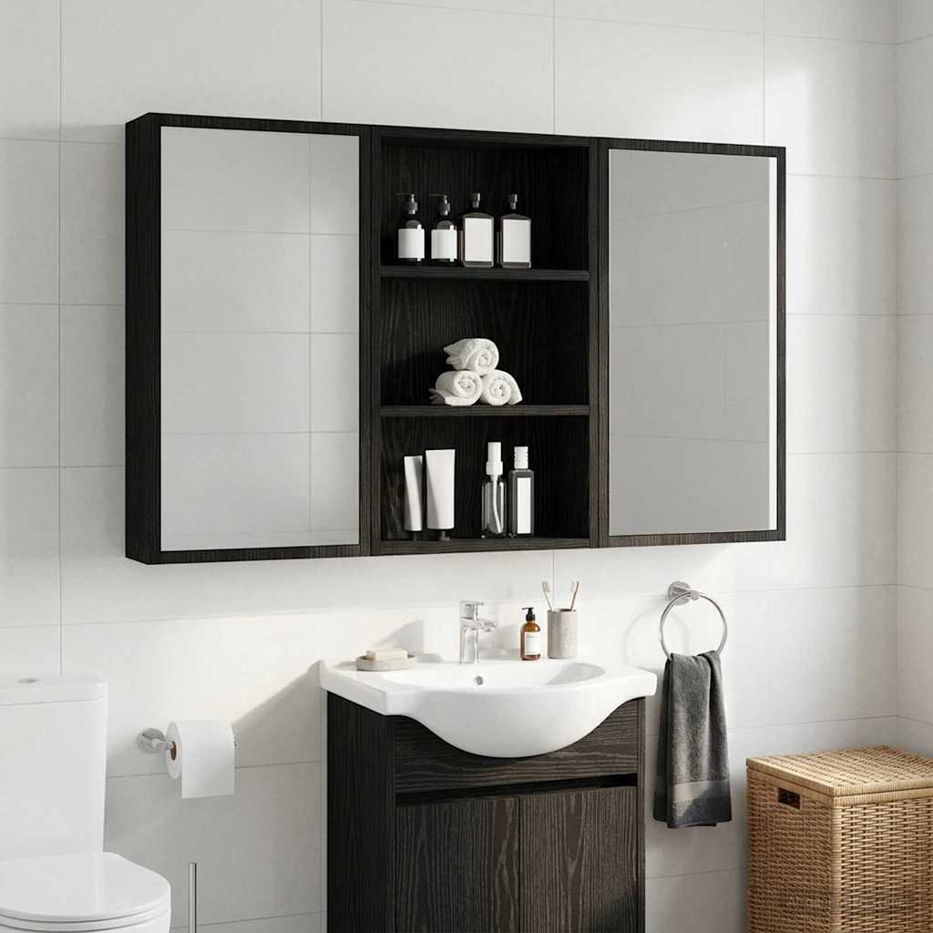 Fürdőszobai faliszekrény polcokkal Fekete Tölgy 40 x 14 x 70 cm