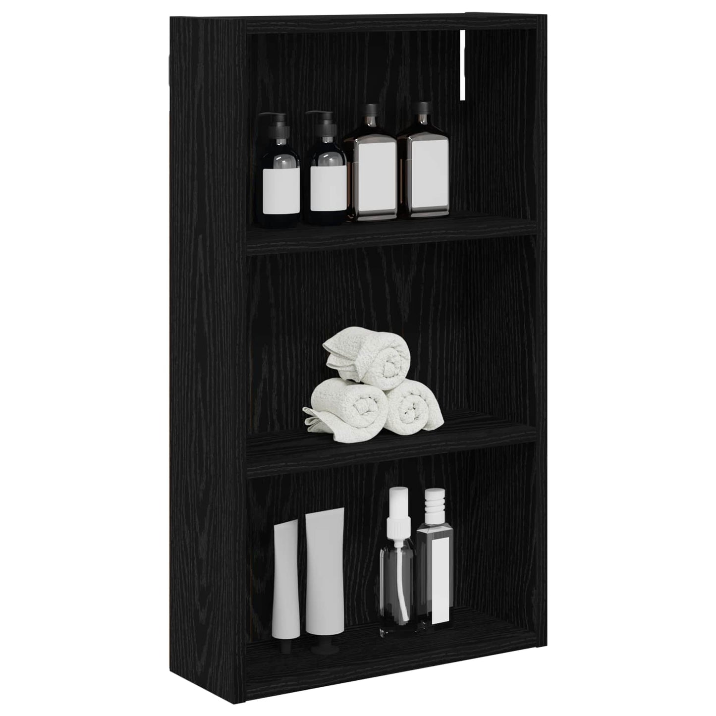 Fürdőszobai faliszekrény polcokkal Fekete Tölgy 40 x 14 x 70 cm