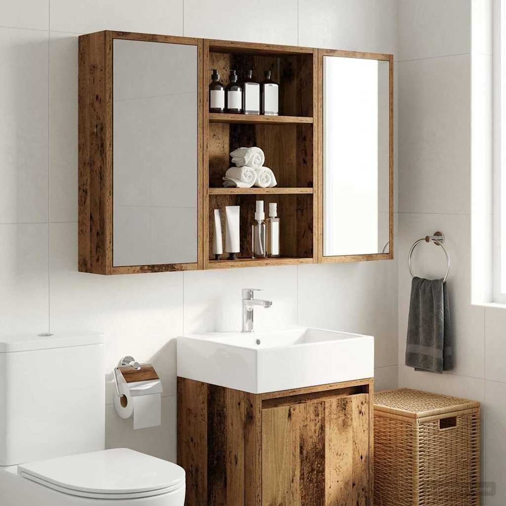 Fürdőszobai faliszekrény Öreg fa 40 x 16 x 62,5 cm Mérnöki fa