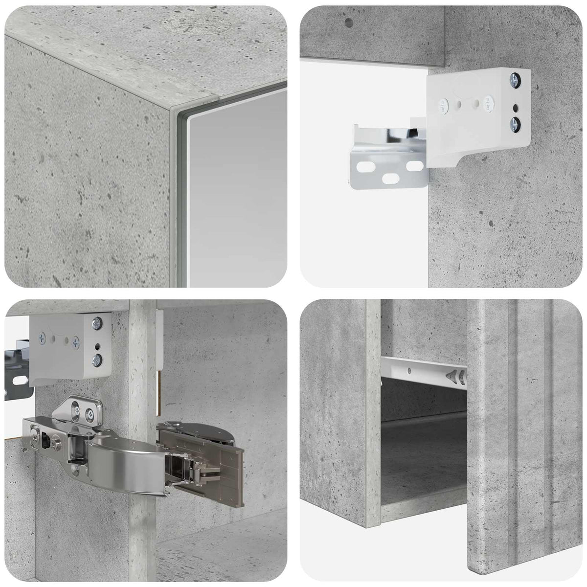 Fürdőszobai Szekrény Szett 4 db Betonszürke Szerelt Fa
