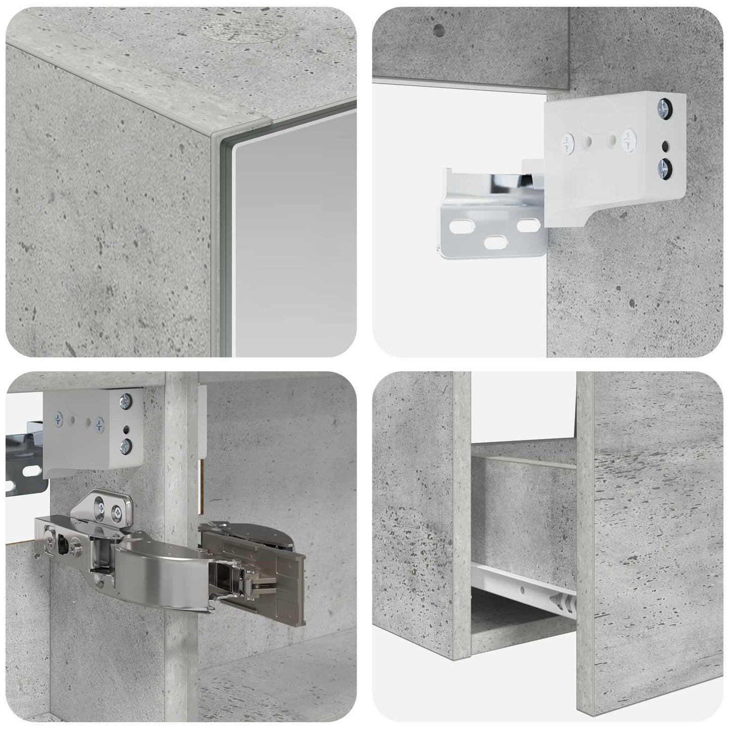 Fürdőszoba bútor szett 5 db Betonszürke Szerelt fa és Üveg