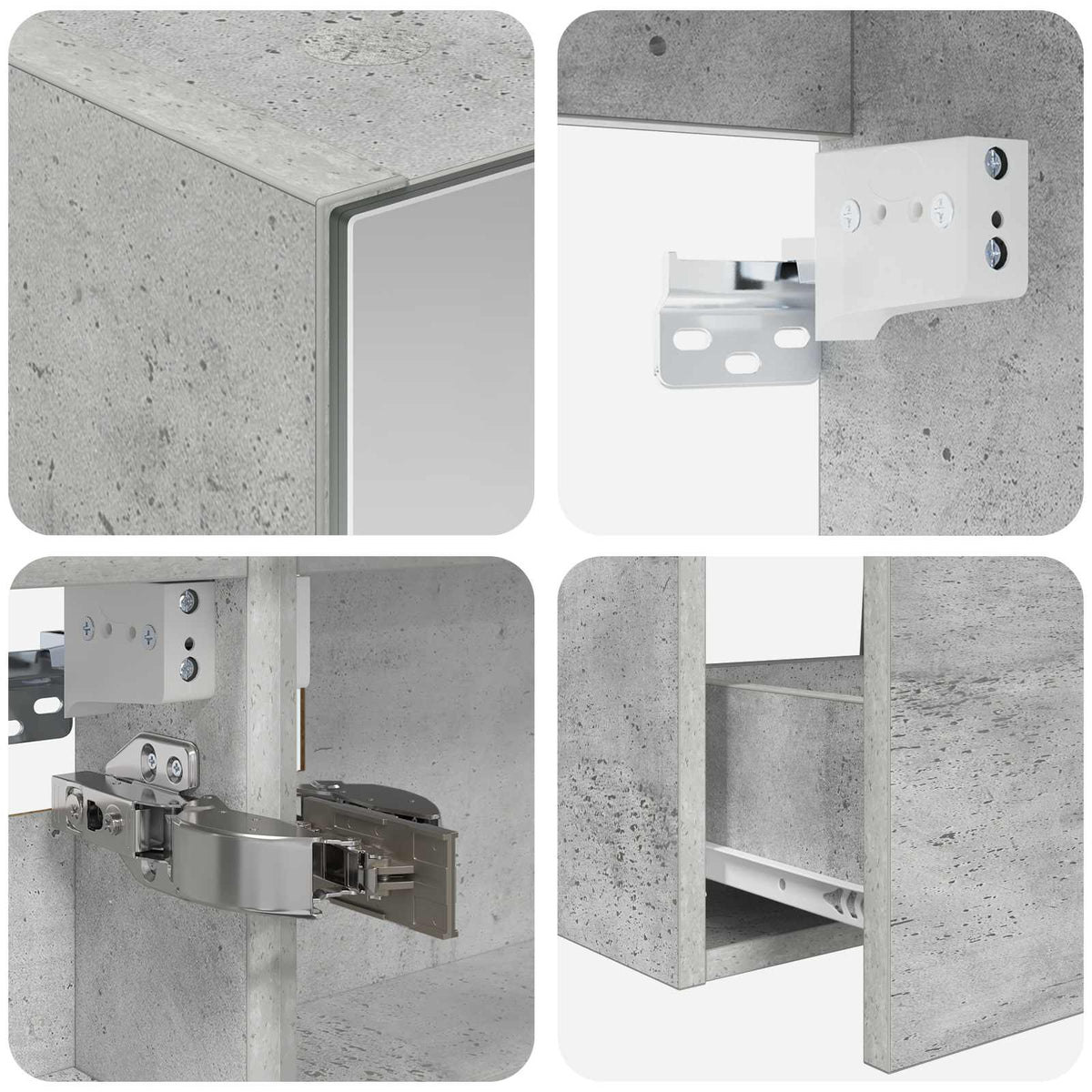 Fürdőszoba bútor szett 4 db Betonszürke Szerelt fa és Üveg