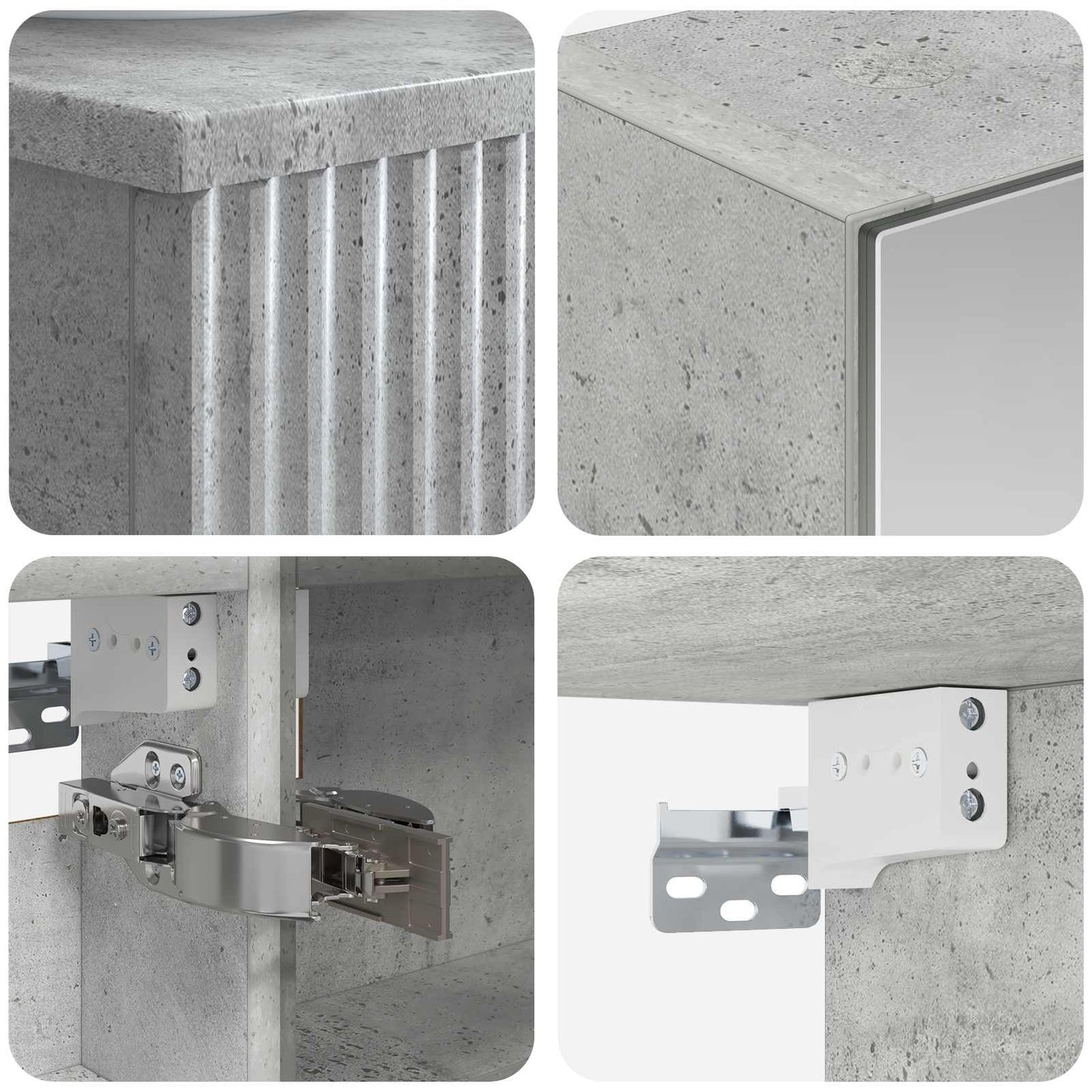 Fürdőszoba bútor szett 5 db Betonszürke Szerelt fa és Üveg