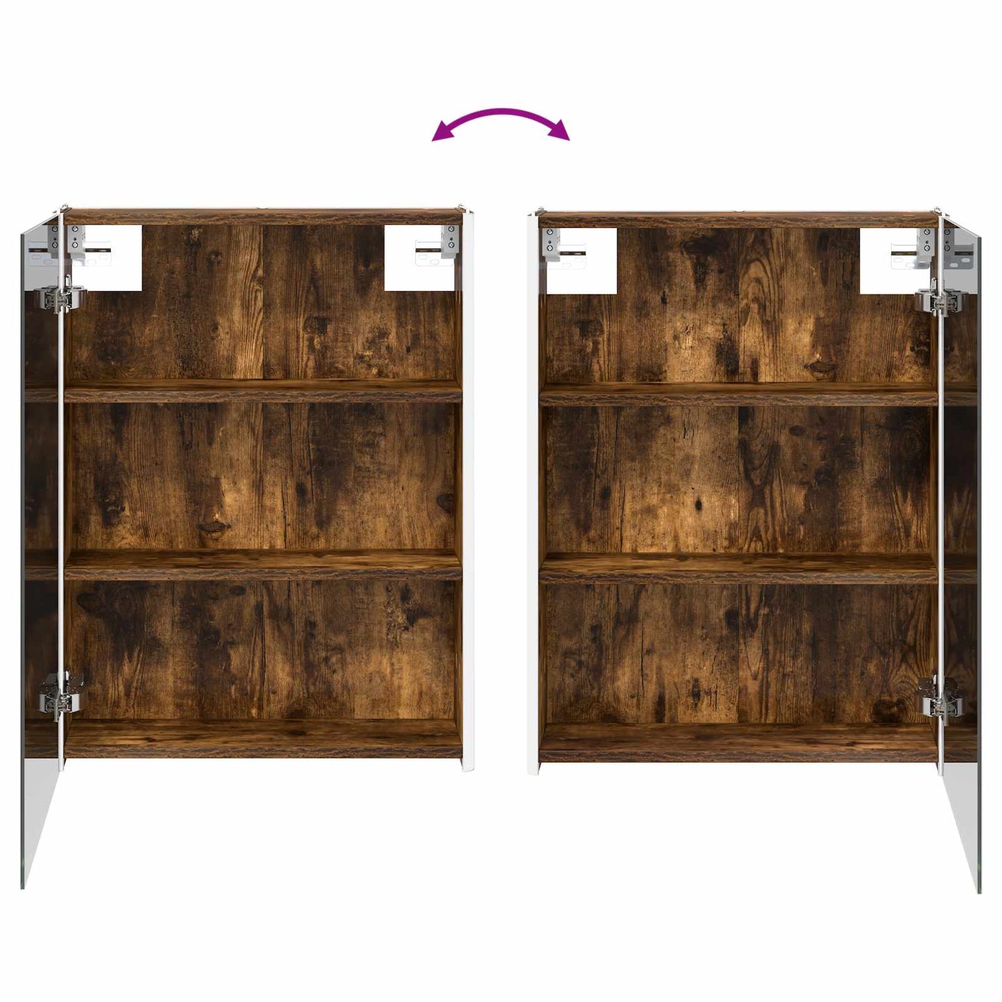 Fürdőszoba bútor szett 4 db Füstös Tölgy Szerelt fa és Üveg