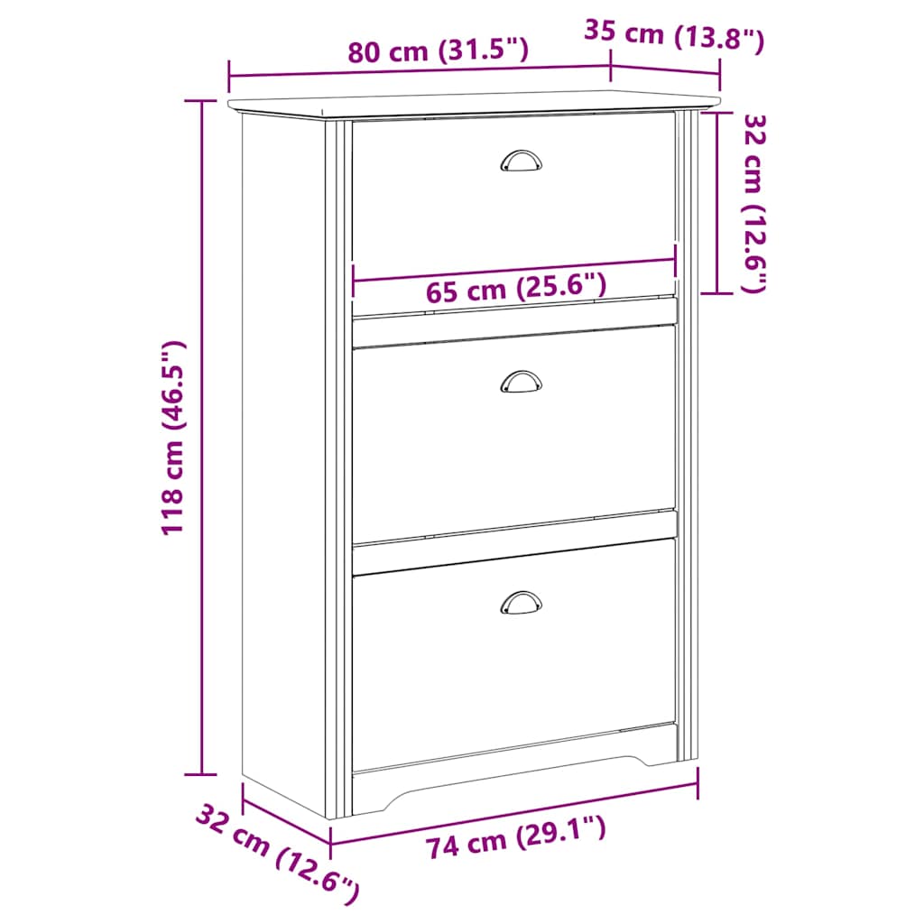 Cipőtartó BODO 80 x 35 x 118 cm Szerelt Fa Méz barna