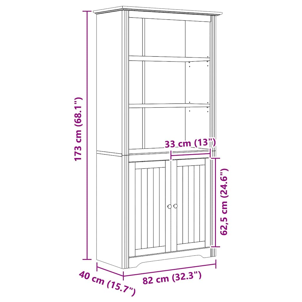 Könyvszekrény BODO 3 szintes 82 x 40 x 173 cm Szerelt Fa