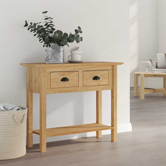 Konzolasztal fiókkal BODO Méz barna 91 x 34.7 x 74 cm Faanyag