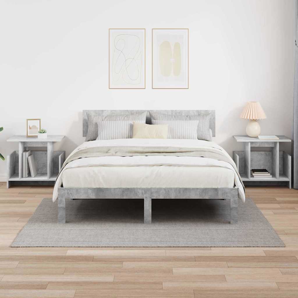 TV állvány 2 pcs Beton Szürke Szerelt Fa