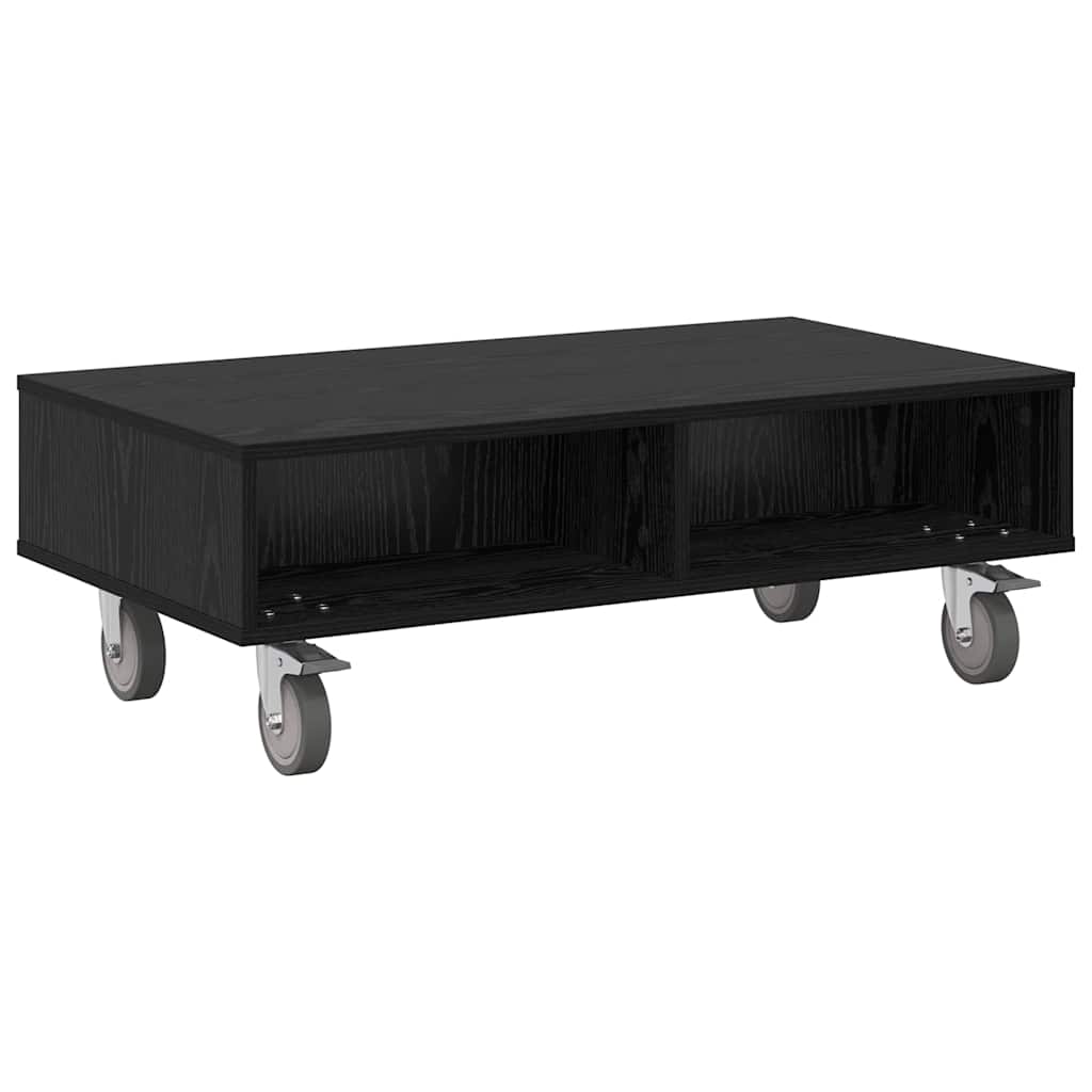 Gördülékeny oldalasztal Fekete tölgy 90 x 50 x 30 cm Szerelt Fa
