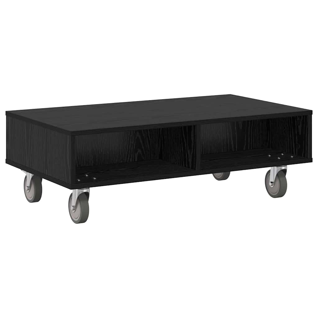 Gördülékeny oldalasztal Fekete tölgy 90 x 50 x 30 cm Szerelt Fa