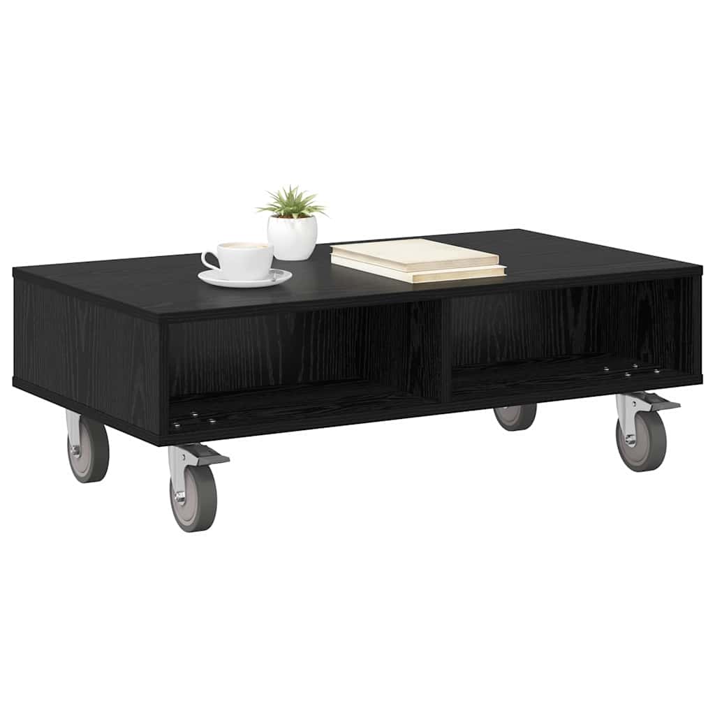 Gördülékeny oldalasztal Fekete tölgy 90 x 50 x 30 cm Szerelt Fa