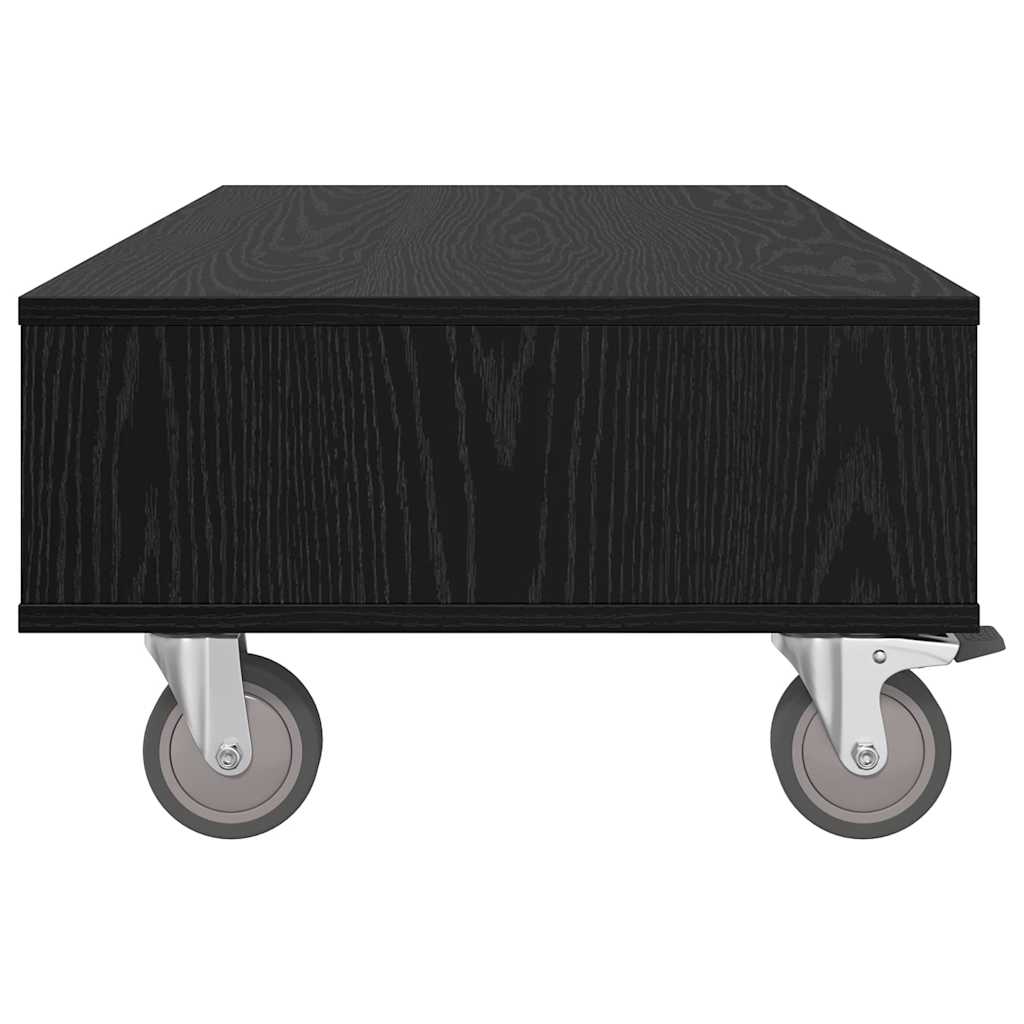 Gördülékeny oldalasztal Fekete tölgy 90 x 50 x 30 cm Szerelt Fa