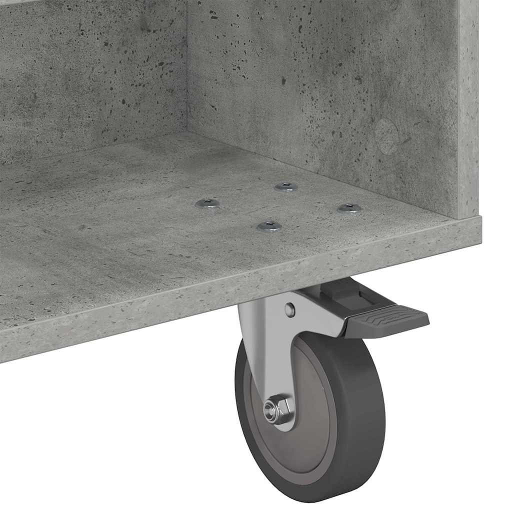 Gördülékeny oldalasztal Beton Szürke 90 x 50 x 30 cm Szerelt Fa