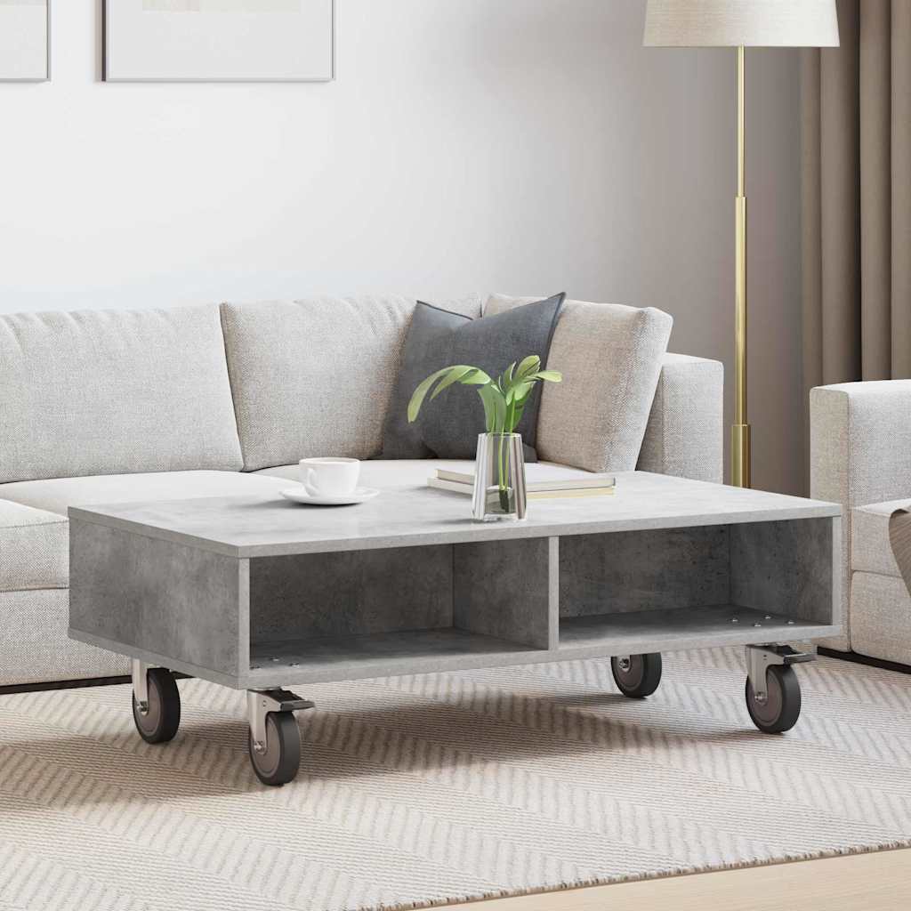 Gördülékeny oldalasztal Beton Szürke 90 x 50 x 30 cm Szerelt Fa