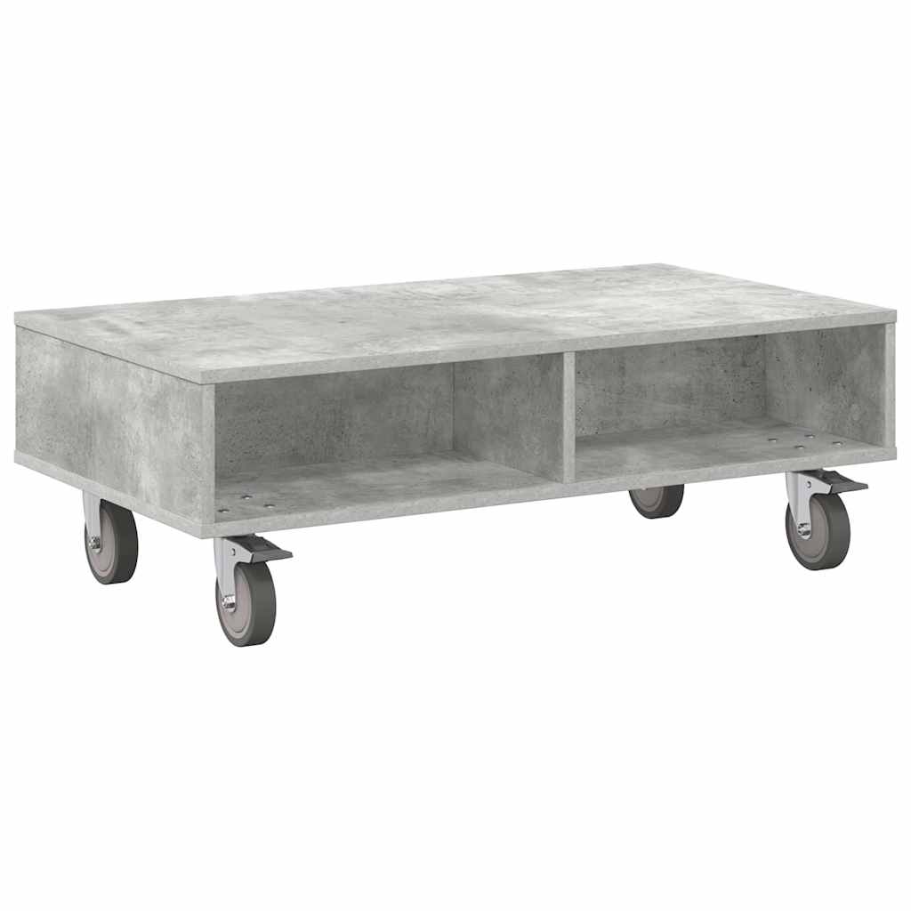 Gördülékeny oldalasztal Beton Szürke 90 x 50 x 30 cm Szerelt Fa