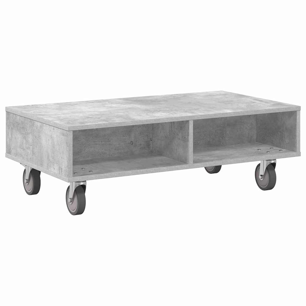 Gördülékeny oldalasztal Beton Szürke 90 x 50 x 30 cm Szerelt Fa