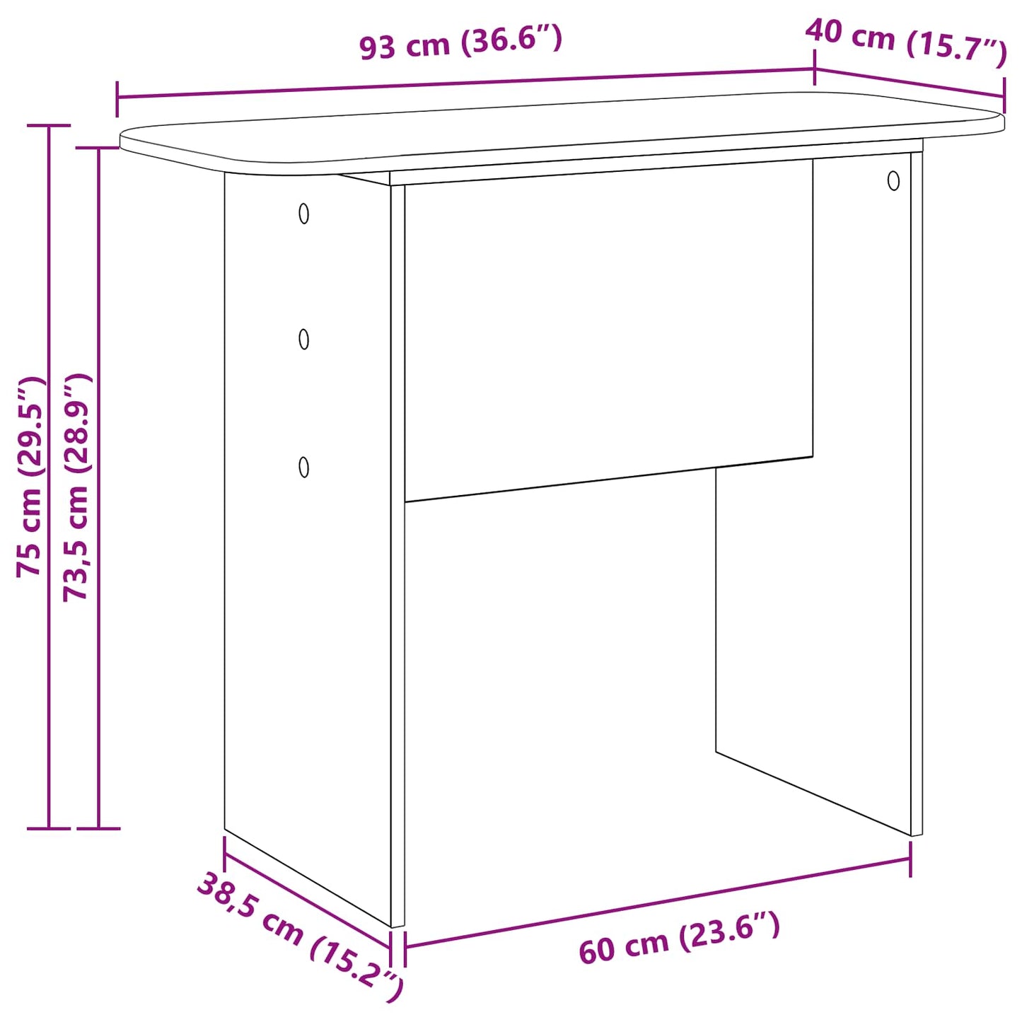 Konzolasztal Fekete 93 x 40 x 75 cm Faanyag