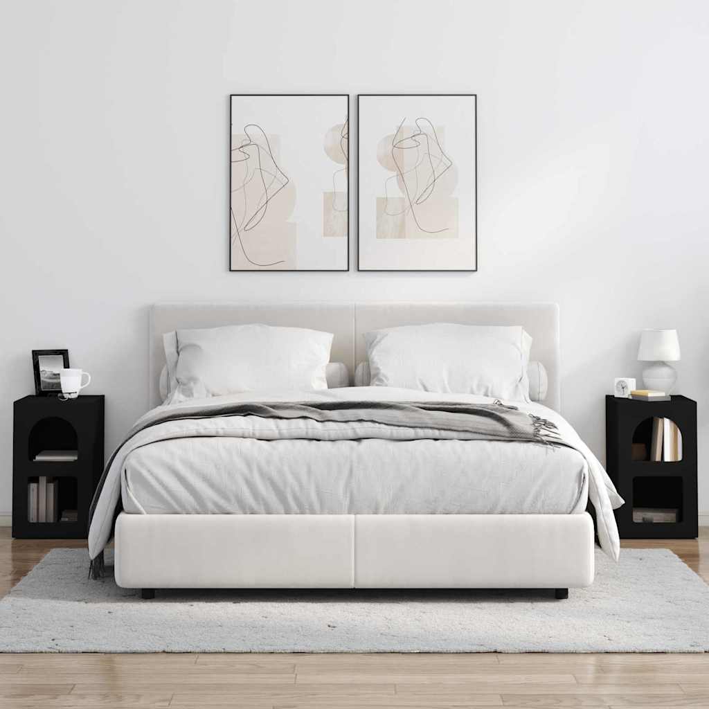 Éjjeli asztal ELST 2 db Fekete 29,5 x 33,5 x 50 cm Szerelt Fa