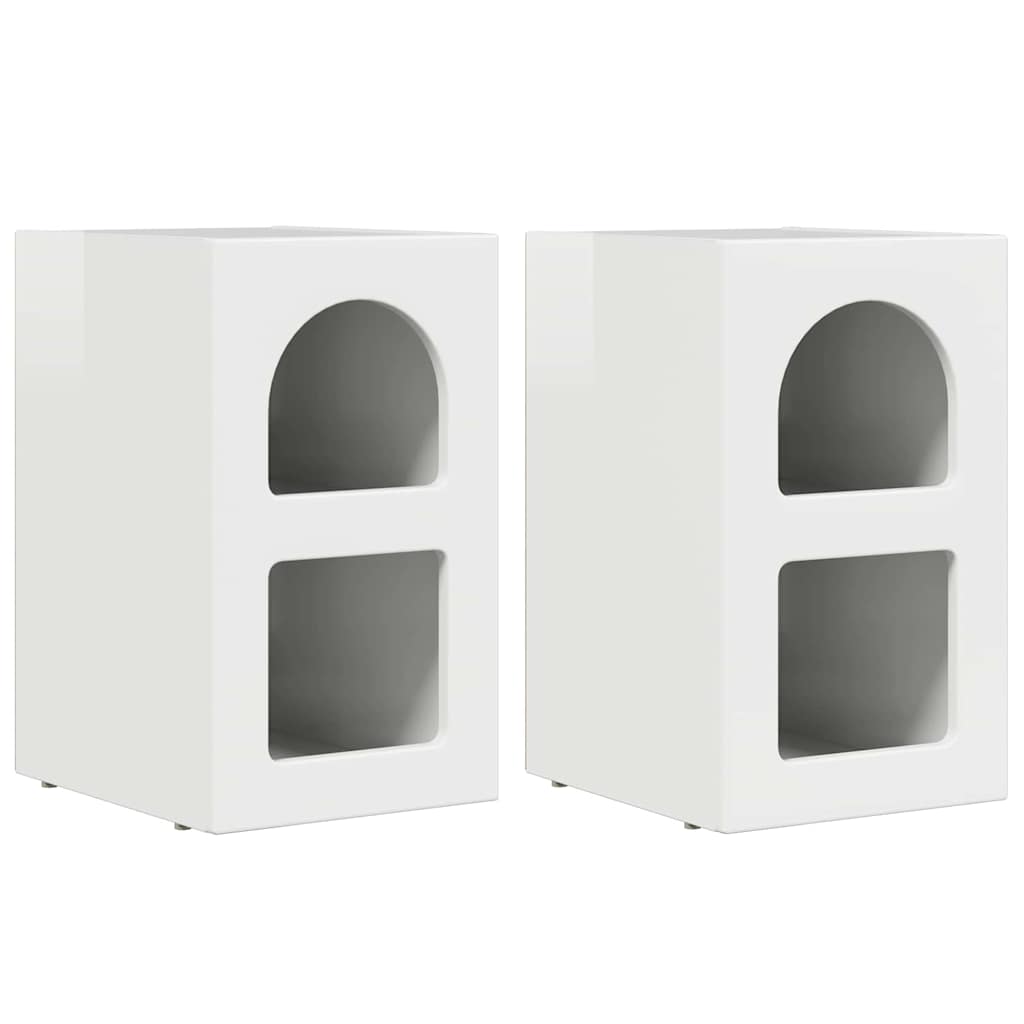 Éjjeli asztal ELST 2 db Magas Fényű Fehér 29,5 x 33,5 x 50 cm