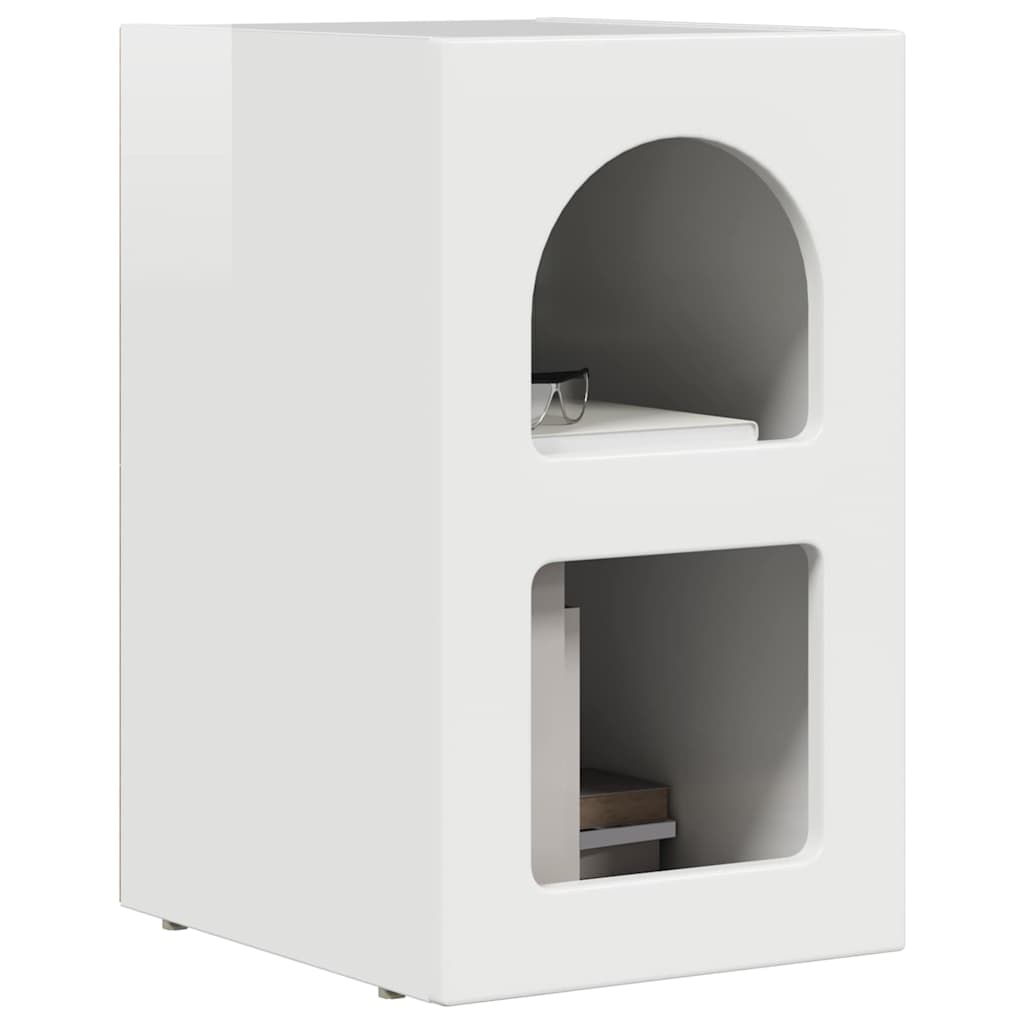 Éjjeli asztal ELST 2 db Magas Fényű Fehér 29,5 x 33,5 x 50 cm