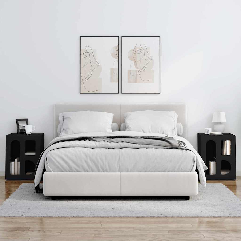 Éjjeli asztal ELST 2 db Fekete 40 x 35 x 50 cm Faanyag