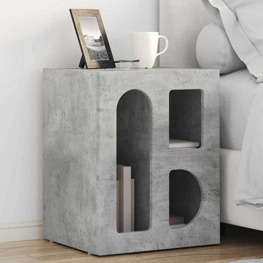Éjjeli asztal 2 pcs Beton Szürke 40 x 35 x 50 cm Faanyag