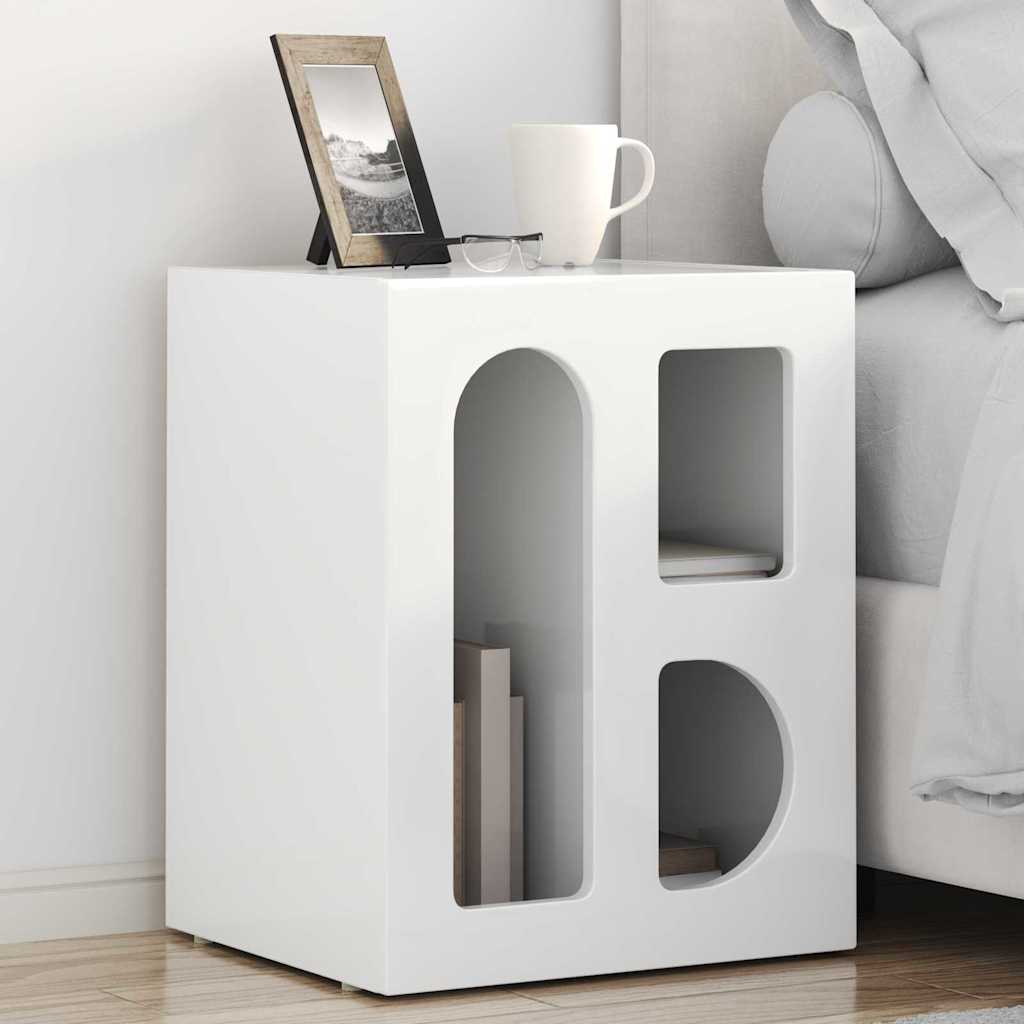 Éjjeli asztal ELST 2 db Magas Fényű Fehér 40 x 35 x 50 cm