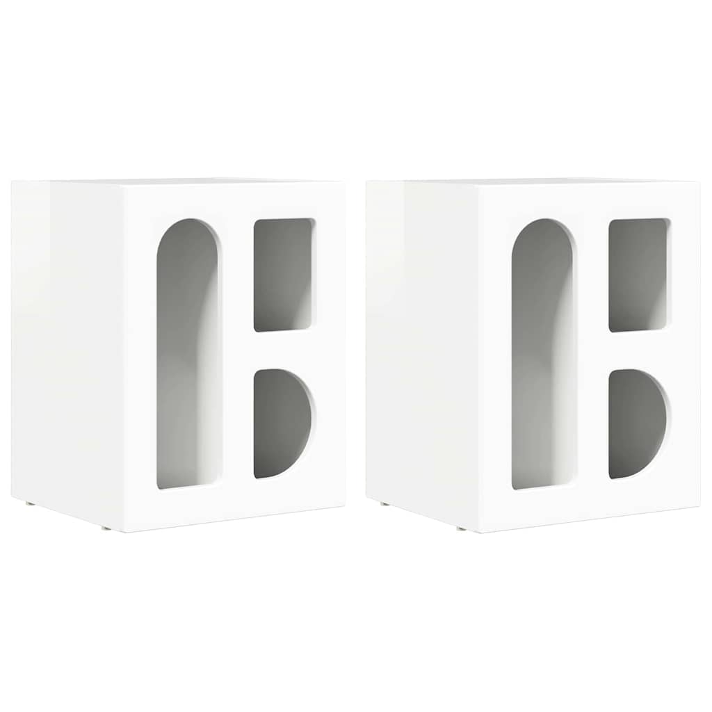 Éjjeli asztal ELST 2 db Magas Fényű Fehér 40 x 35 x 50 cm