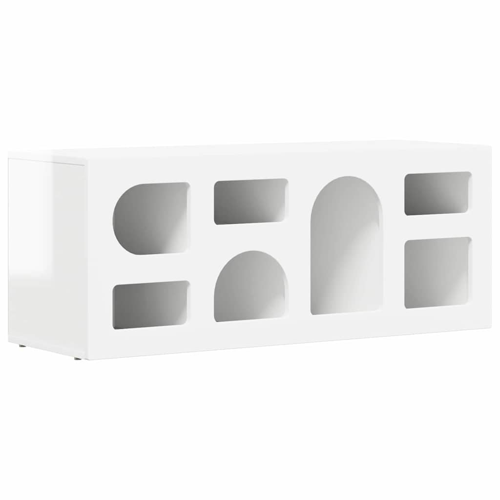 TV szekrény Magas Fényű Fehér 100 x 35 x 40 cm Faanyag