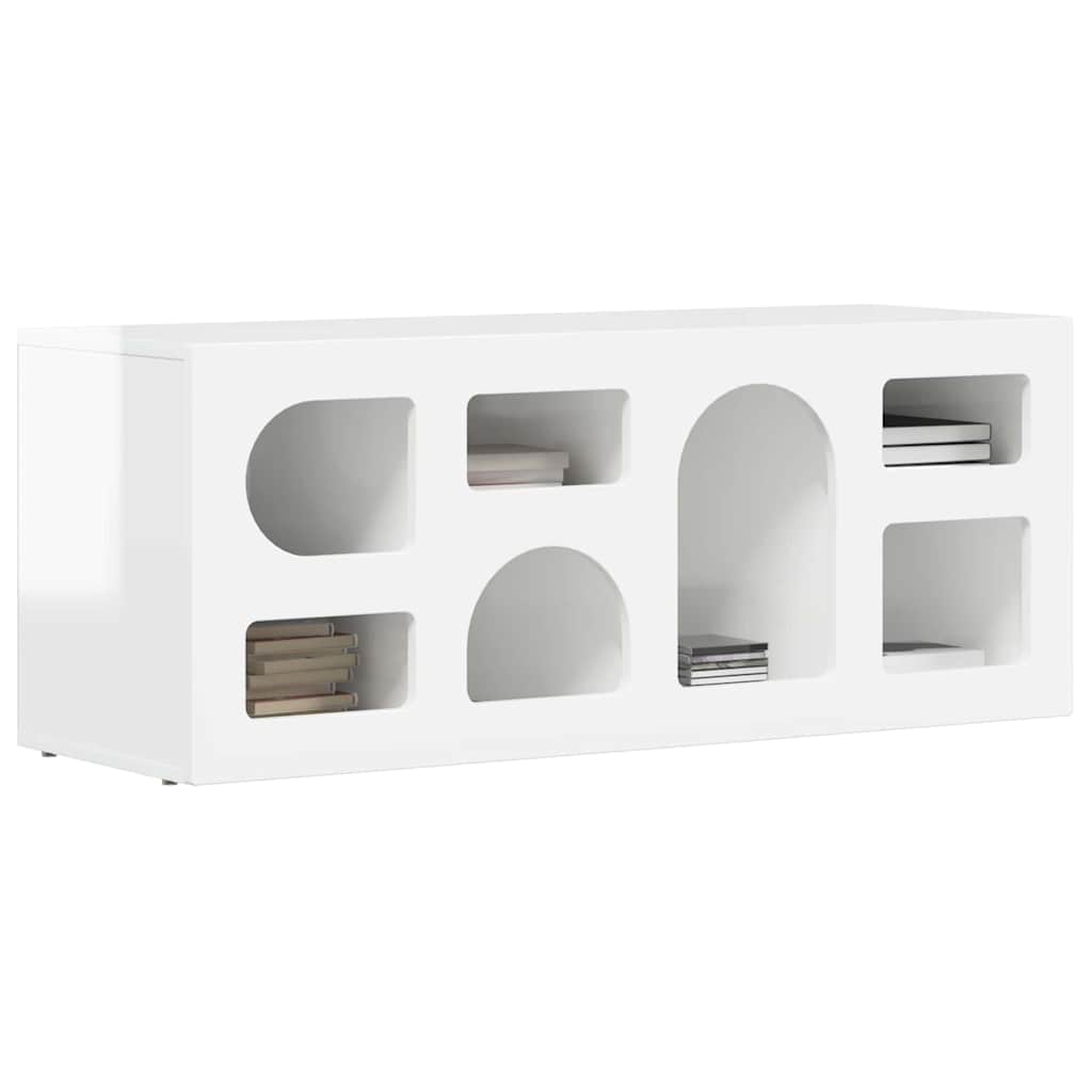 TV szekrény Magas Fényű Fehér 100 x 35 x 40 cm Faanyag