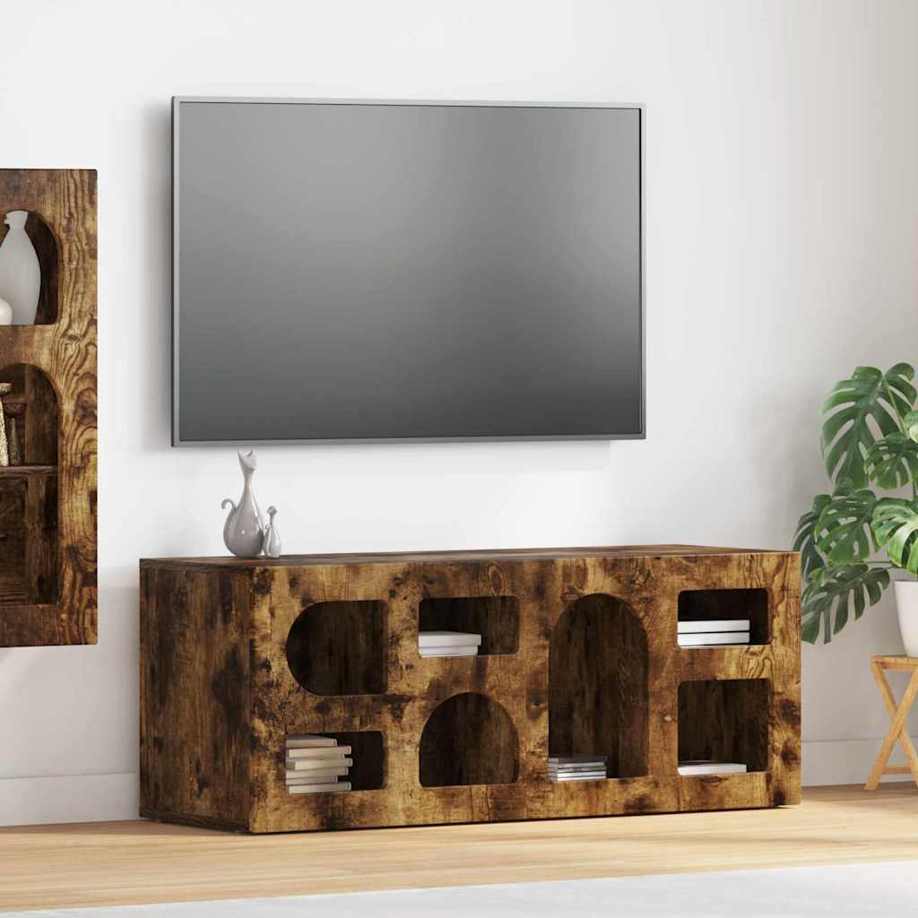 TV szekrény ELST 100 x 35 x 40 cm Füstölt tölgy Szerelt Fa