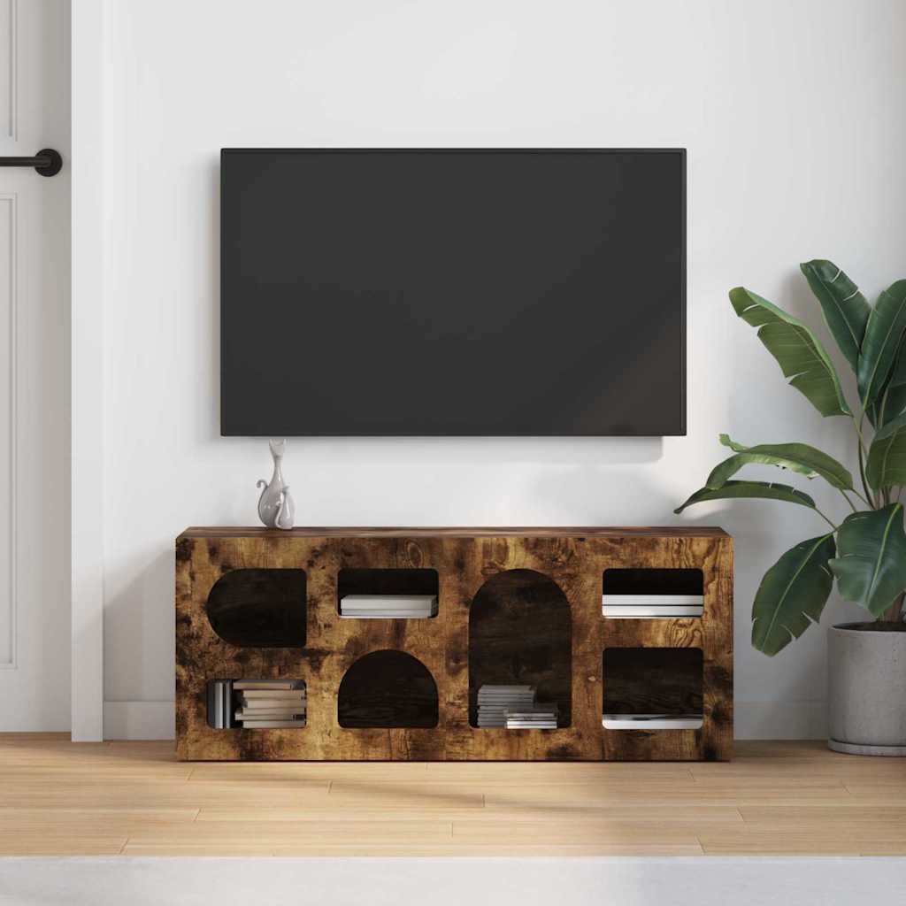 TV szekrény ELST 100 x 35 x 40 cm Füstölt tölgy Szerelt Fa