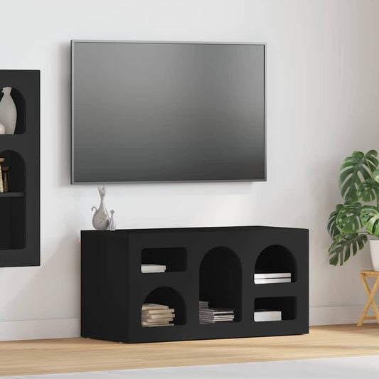 TV szekrény Fekete 80 x 35 x 40 cm Faanyag