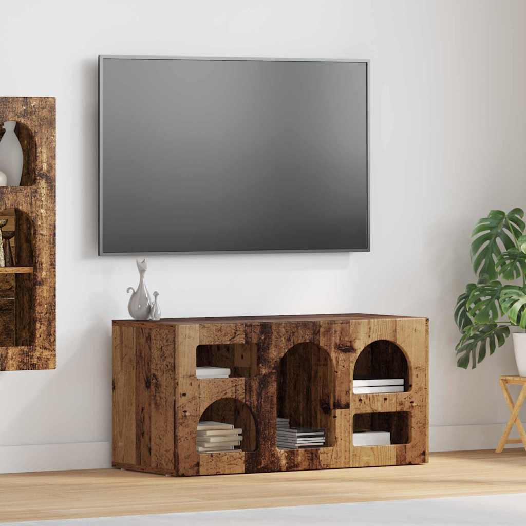 TV szekrény ELST 80 x 35 x 40 cm Öreg fa Szerelt Fa