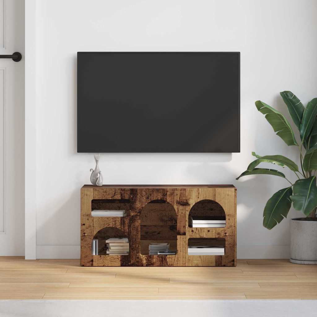 TV szekrény ELST 80 x 35 x 40 cm Öreg fa Szerelt Fa