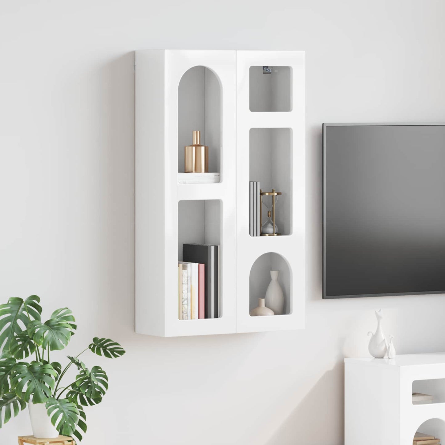 Függő szekrény polcokkal ELST Magasfényű Fehér 59 x 20 x 100 cm