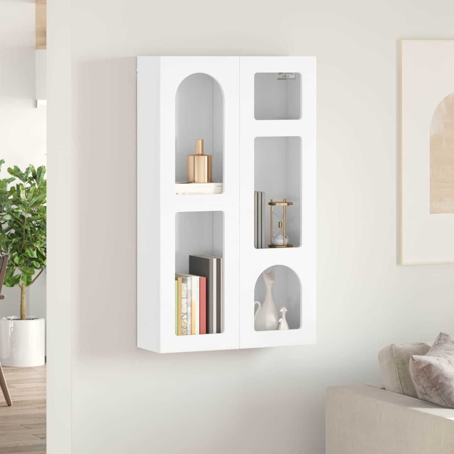 Függő szekrény polcokkal ELST Magasfényű Fehér 59 x 20 x 100 cm
