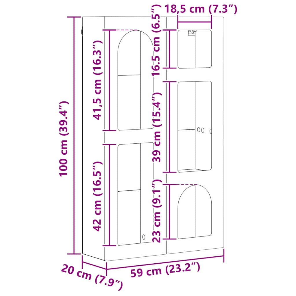 Függő szekrény ELST Antik Fa 59 x 20 x 100 cm Szerelt Fa