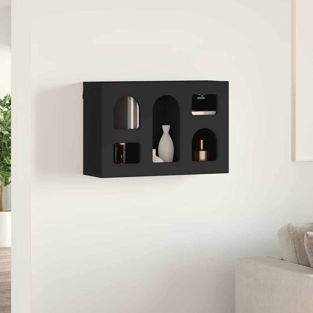 Függő szekrény polcokkal ELST Fekete 60 x 20 x 40 cm Szerelt Fa