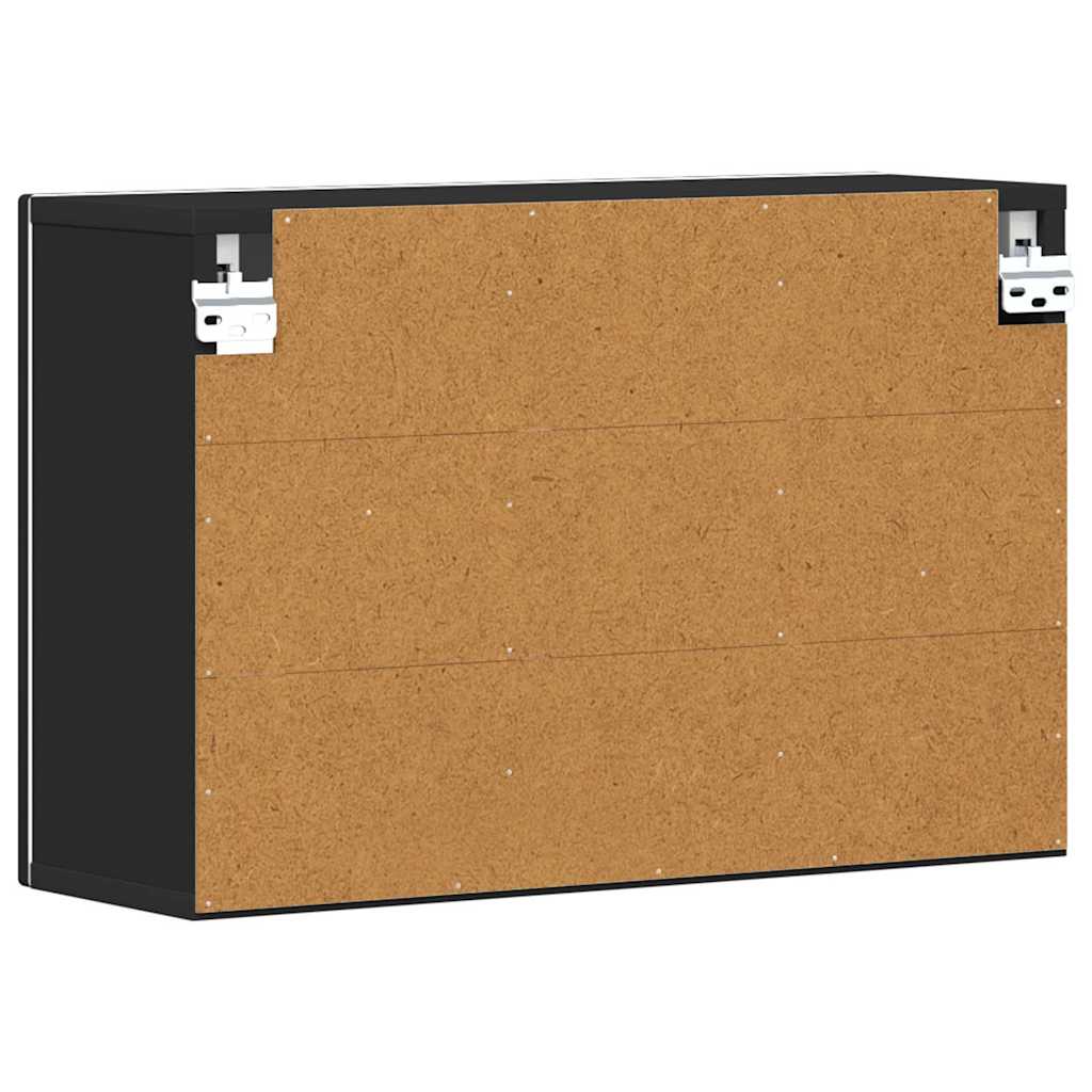 Függő szekrény polcokkal ELST Fekete 60 x 20 x 40 cm Szerelt Fa