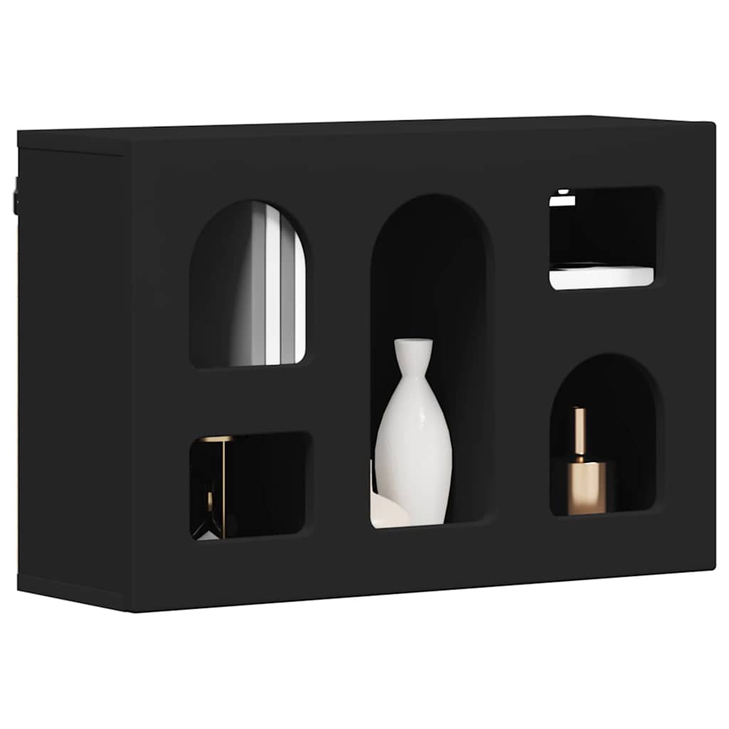 Függő szekrény polcokkal ELST Fekete 60 x 20 x 40 cm Szerelt Fa
