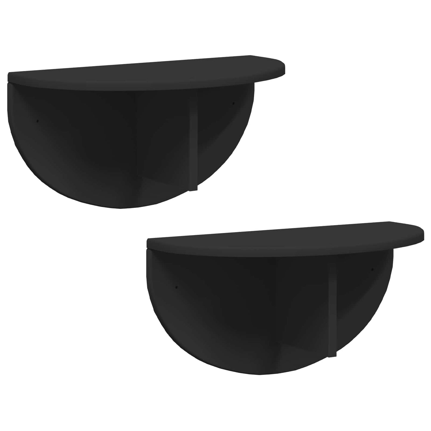 Falpolc Falra szerelhető 2 pcs Fekete 48 x 24 x 24 cm