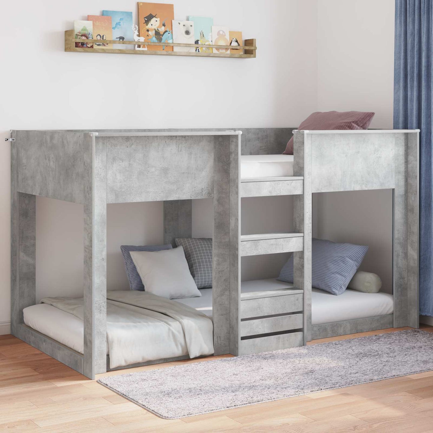 Földi ágykeret Beton Szürke 90 x 200 cm Szerelt Fa