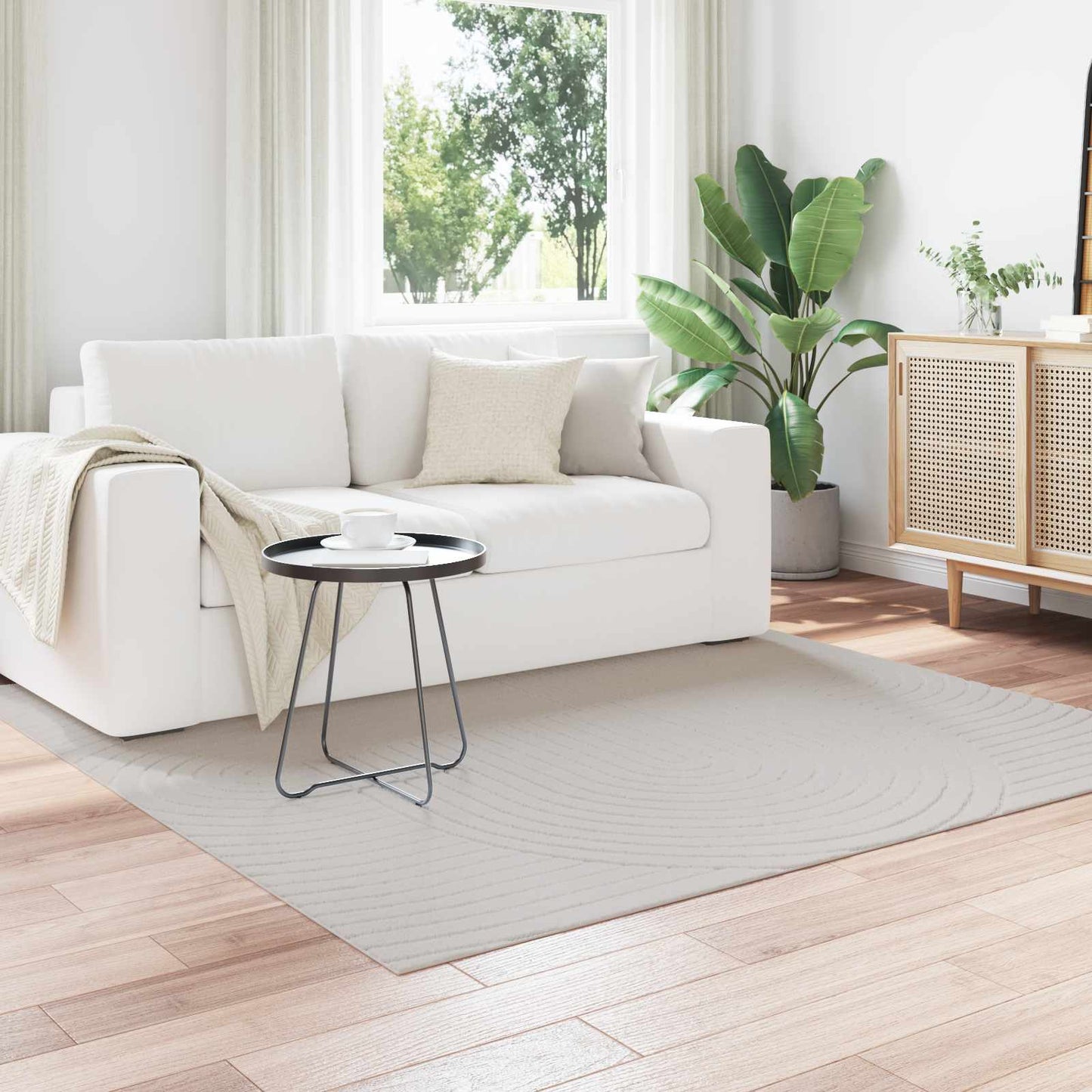 Területszőnyegek Négyzet PALMERAS Krém 200 x 200 cm Poliészter
