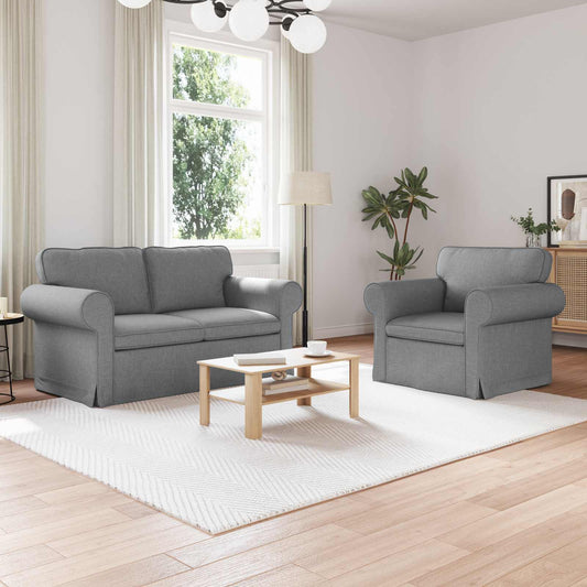 Kanapé Szett 2 pcs Világosszürke 155 x 82 x 80 cm szövet
