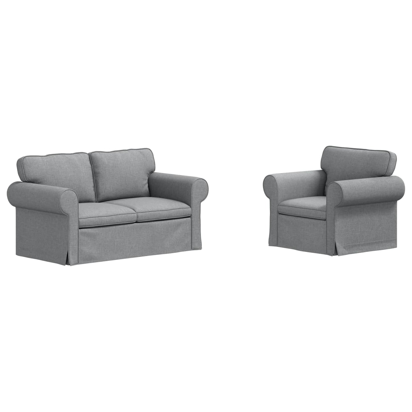 Kanapé Szett 2 pcs Világosszürke 155 x 82 x 80 cm szövet