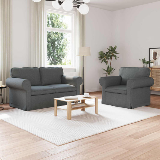 Kanapé Szett 2 pcs Sötétszürke 155 x 82 x 80 cm szövet