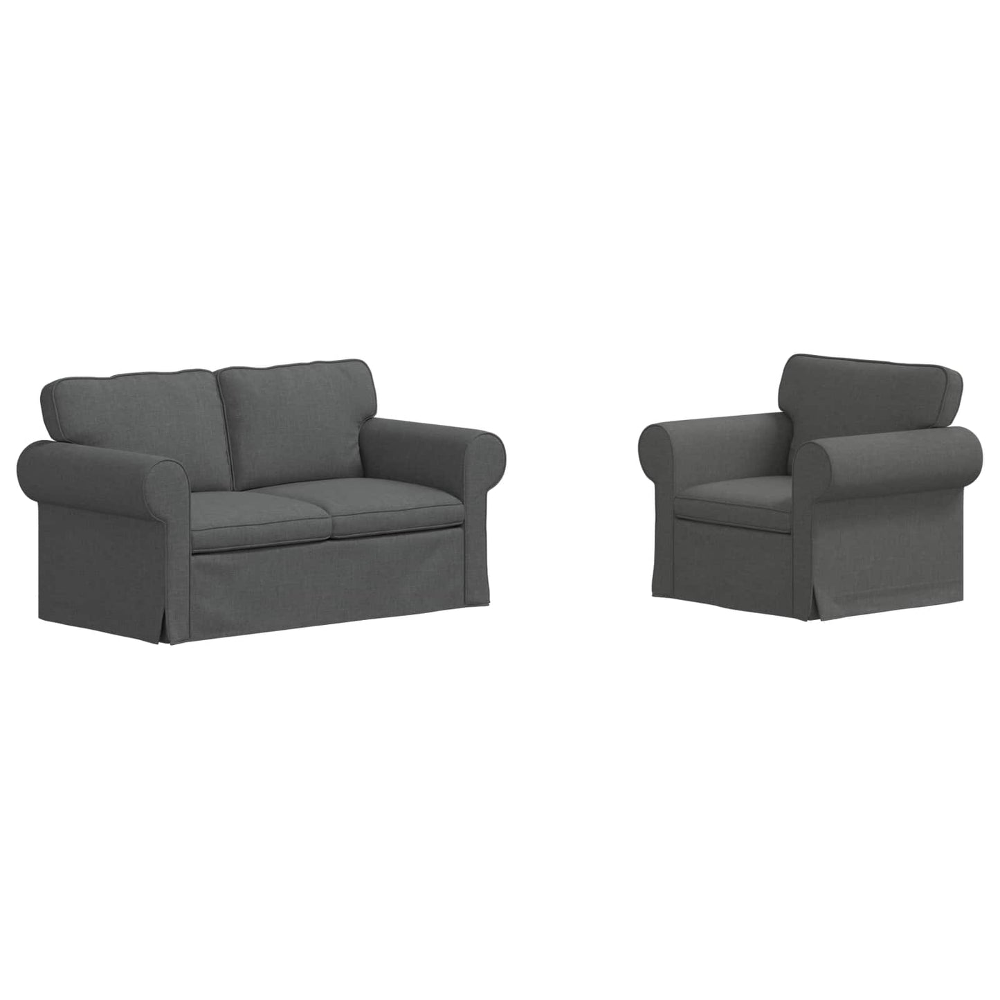 Kanapé Szett 2 pcs Sötétszürke 155 x 82 x 80 cm szövet