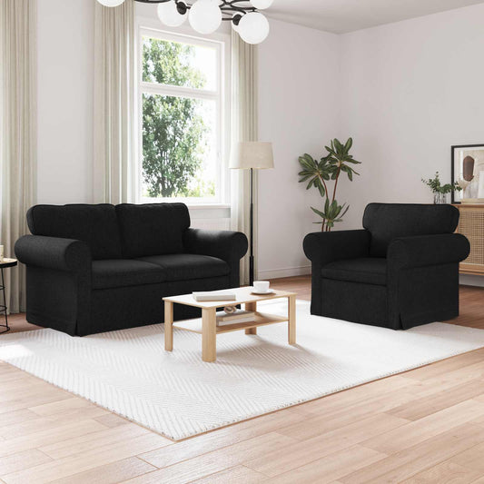 Kanapé Szett 2 pcs Fekete 155 x 82 x 80 cm szövet